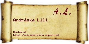 Andráska Lili névjegykártya
