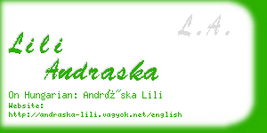 lili andraska business card